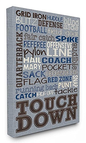 The Kids Room by Stupell "Football Typography Denim Feel Stretched" Canvas Wall…