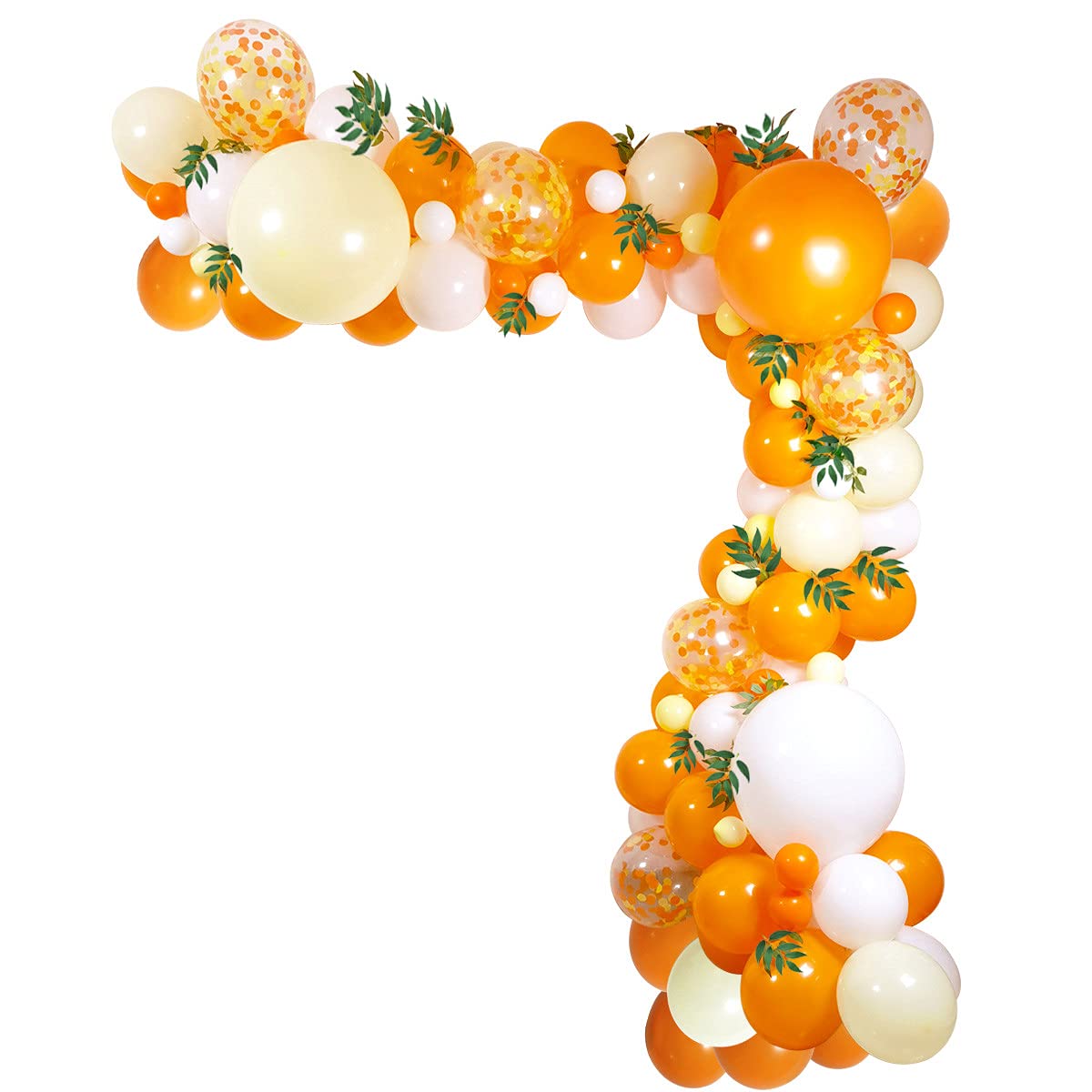 Little Cutie Orange Yellow White Balloon,Baby shower decorations,with Artificial Willow Leaves for Birthday Sunshine Baby Shower Bridal Shower Party Tangerine Theme Clementine Fruit Party Decors