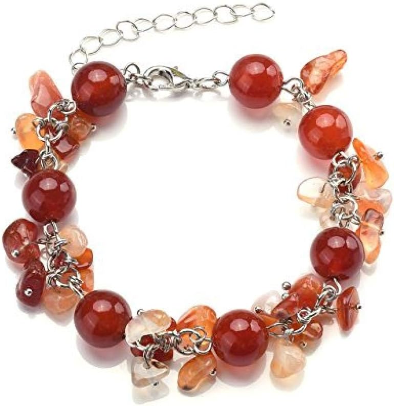 CHEMOXING Women 7 Chakra Crystal Beads Bracelet Natural Gemstone Fashion Silver Tone Adjustable Bracelet(7 Chakra)