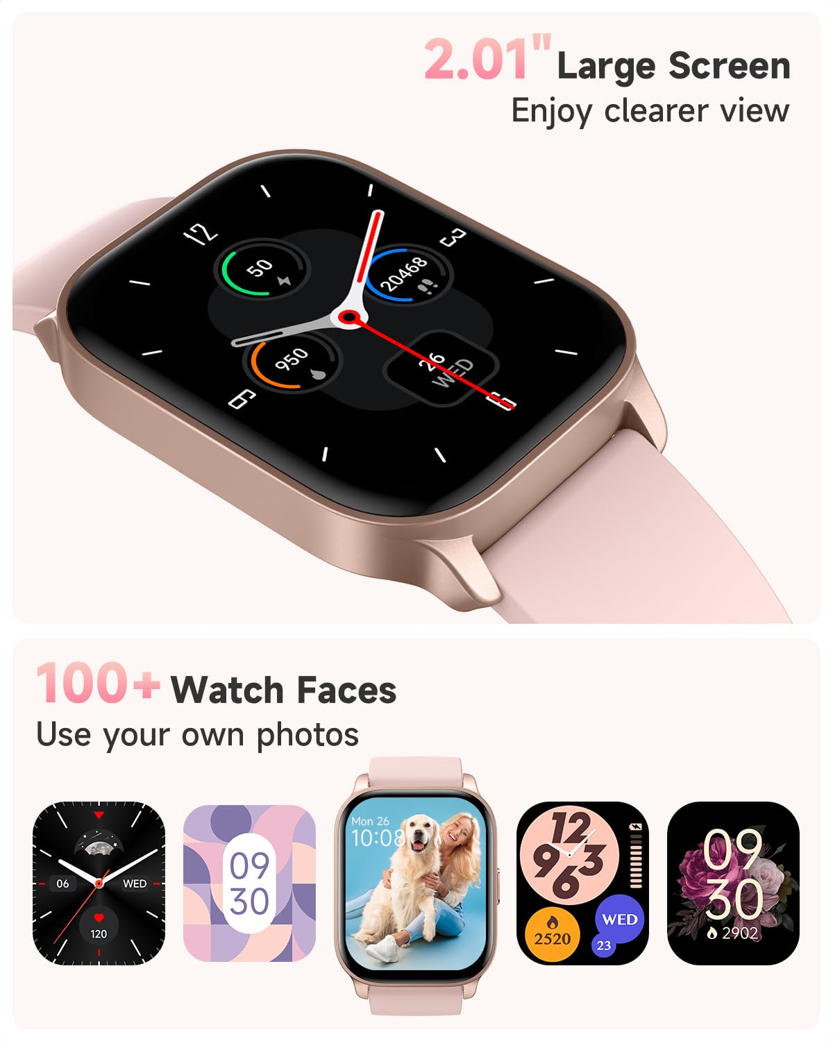 TOOBUR Smart Watch for Women, Answer/Make Calls, Alexa Built-in, Fitness Watch IP68 Waterproof/Heart Rate/Sleep Monitor/100 Sports, Step Counter, Ladies Smartwatch Compatible Android IOS