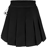 Yesfashion Girls Pleated Skirt High Waist Elastic Waist School Uniform Mini Skirt Kids Tennis Golf Skirt with Pockets