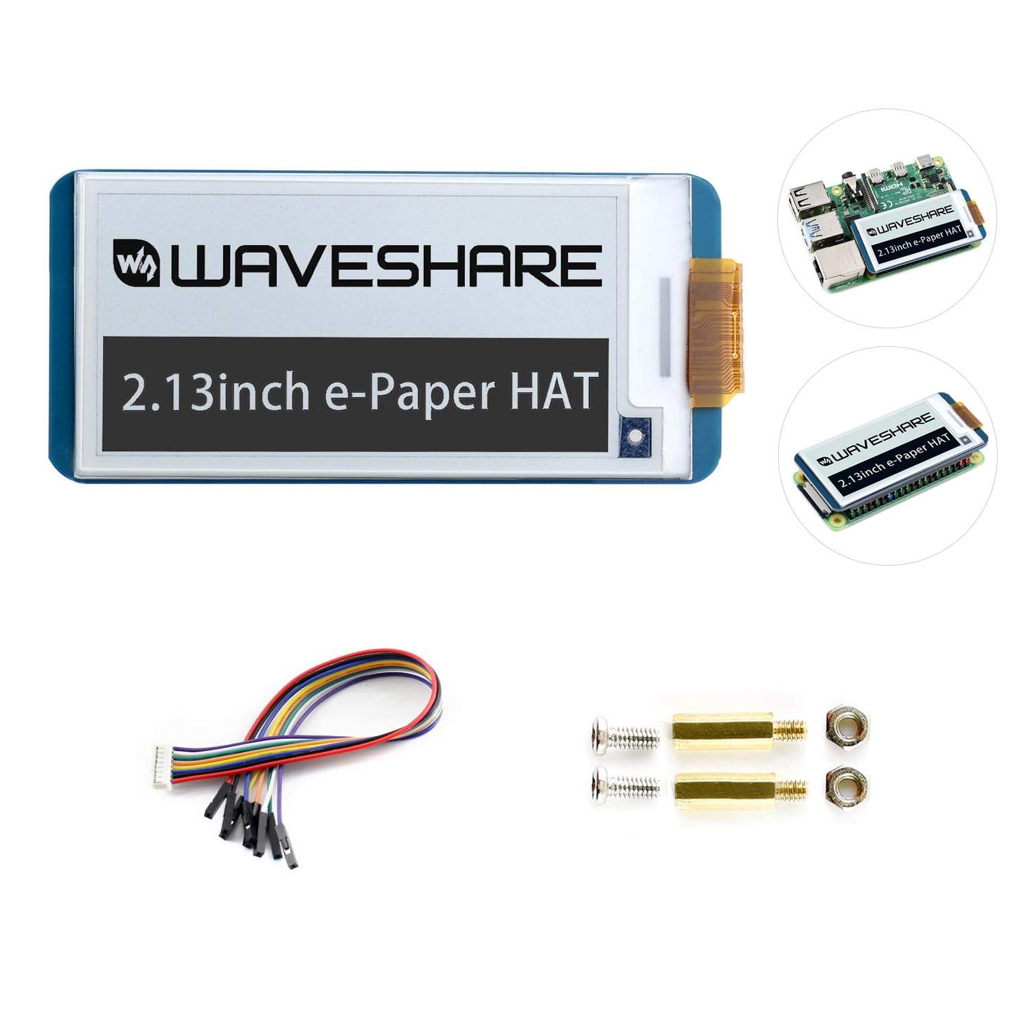Waveshare 2.13inch e-Paper Display HAT 250x122 Resolution SPI E-Ink Screen Electronic Paper Module with Embedded Controller Partial refresh for Raspberry Pi Zero/Zero W/Zero WH for pwnagotchi Project