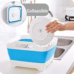 FOSJGO Dish Basin Collapsible with Drain Plug Carry