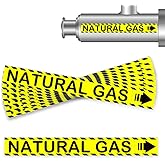 Nature Gas Pipe Labels with Arrows 8 x 1 inch Gas Marking Safety Labels for Pipes Identification, Inspections, Detector, Regu