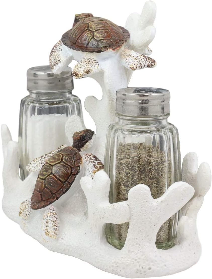 coastal collection outdoor living sea turtle melamine dinnerware on Amazon Com Ebros Nautical White Coral Reef With 2 Swimming Sea Turtles Salt And Pepper Shakers Holder Set Figurine Coastal Beach Turtles Tortoises Decorative Sculpture As Kitchen Dining Centerpiece Accent Kitchen Dining