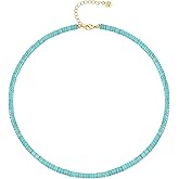 CANEVINKA Bohemian Beaded Choker Necklace 18K Gold Plated Bead Pendant Necklace Vintage Handmade Jewelry for Women