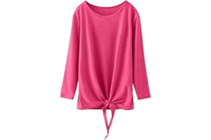 Girls Tunic Tops Size 10-12 Toddler Kids Little Girl's Crewneck Solid Basic T Shirt Tie Front Knot Toddler Extra