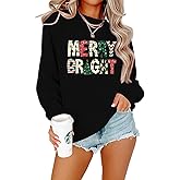 Merry Christmas Sweatshirt for Women Christmas Hats&Trees Crew Neck Long Sleeve Funny Hoodies Fall Winter Pullover