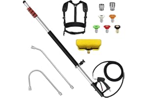 LidoDola 24FT Telescoping Pressure Washer Wand Kit - Extension Pole, Gutter Cleaner, Brush & 5 Nozzles for Roof, Deck, Vehicle, Sidings