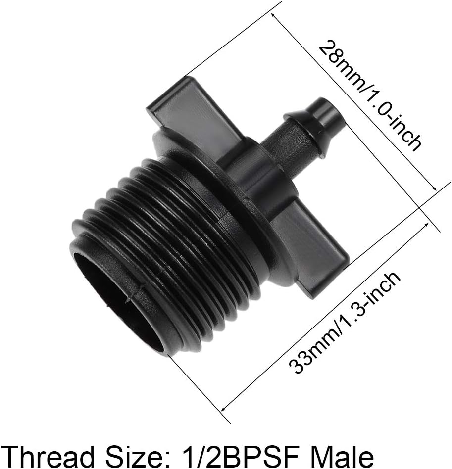 sourcing map Barb Drip Pipe Connector 1/2 BSPF Male Thread 4/7mm Hose Fitting for Garden Agricultural Irrigation System Plastic 10pcs - Image 4