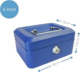 Cathedral Products Key Lockable Cash Box 6 Inch Blue with 6 Compartment Tray view 2