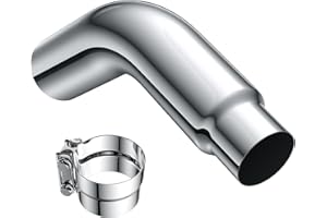 JY PERFORMANCE 4 Inch (ID) Diesel Exhaust Tip Elbow Tip 4'' Inlet 5'' Outlet 23'' Long Chrome Turndown Exhaust Tip with Clamp