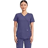 Cherokee Scrubs Top for Women Mock Wrap with 3 Pockets, Soft, 2-Way Stretch & Durable Fabric - WW610