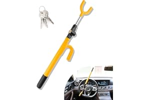 KNFRXO Steering Wheel Lock, Heavy Duty Anti-Theft Device, Adjustable Length for Cars, Trucks, Vans & SUVs, Yellow