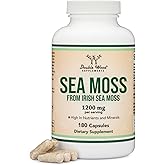 Irish Sea Moss Capsules, More Potent Than Sea Moss Gel Extract (180 Count, 1,200mg per Serving) (from Wildcrafted and Raw Chondrus Crispus) Nutrient Rich Superfood High in Minerals by Double Wood
