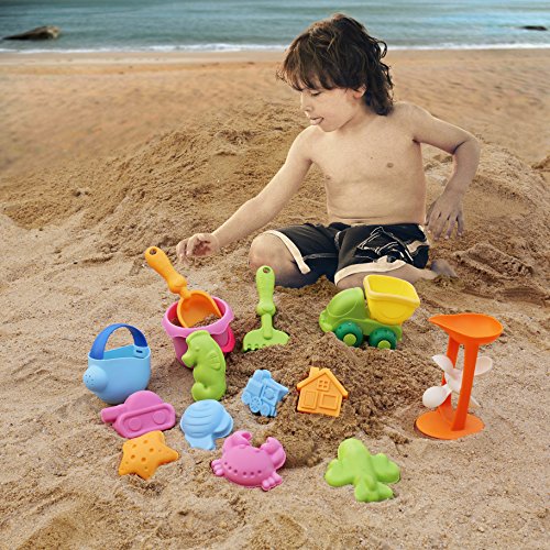 image for Veken Beach Sand Toys Set for Kids Toddlers, BPA Free Eco-Friendly TPE