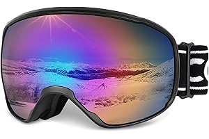 COOLOO Ski Goggles, OTG Snow Goggles for Adult Men Women Youth, Snowboard Goggles Over Glasses, Anti-fog, UV Protection