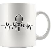 Panvola Tennis Heartbeat Sports Tennis Gifts For Men Women Tennis Player Coach Ceramic Coffee Mug Novelty Drinkware 11 oz White