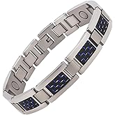 KYOSI Titanium Magnetic Bracelets for Men Blue Carbon Fiber Links Mens Magnet Bracelet Jewelry Gift Size Adjustment