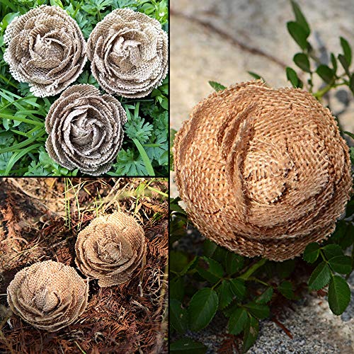 image for CCINEE Natural Burlap Flowers Assorted Handmade Burlap Rose for Weddin