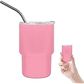 JUSONEY 3oz Mini Tumbler Shot Glass with Straw and Lid,Sublimation Shot Glasses Tumblers Stainless Steel Double Wall Vacuum Insulated Shot Glass for Party Wedding BarCocktail Coffee