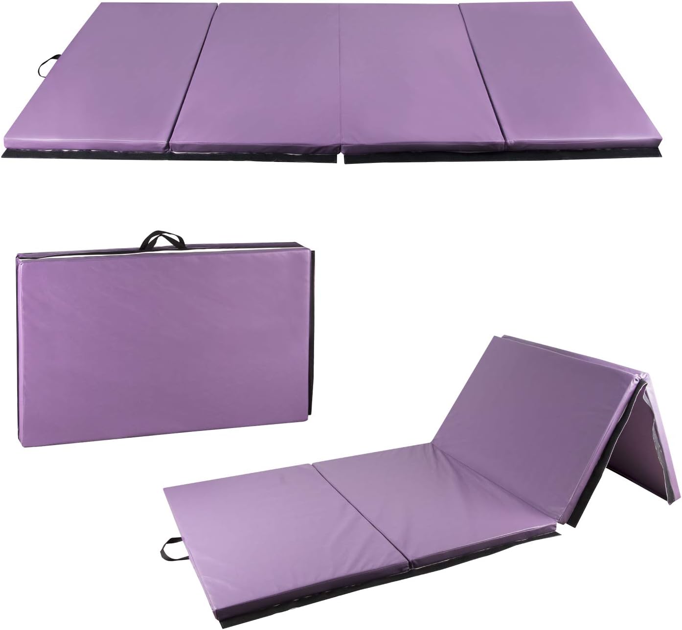 CharaVector 4' x 10' x 2" Folding Thick Gymnastics Mat Waterproof Gym Exercise Tumbling Yoga Pilates Aerobics MMA Martial Arts, with Hook & Loop Fasteners