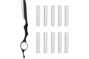 Hair Styling Thinning Razor Set, Hair Styling Razor Hair Cutting Texturizing Razors and 10 Pieces Spare Blades for Salon Home