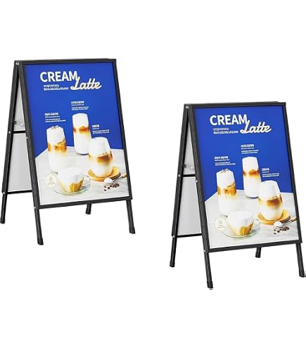 Menu Board Stand White A-Frame Sandwich Board Sign - 24x24 Inch Double Sided Sidewalk Sign For Menus & Advertising 24x24 Advertising Sign