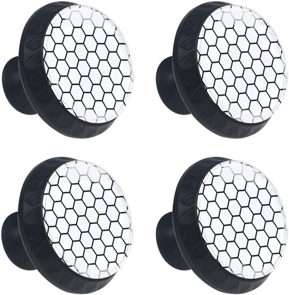 Deyya 4 Pcs White Black Hexagon Honeycomb Beehive Crystal Glass