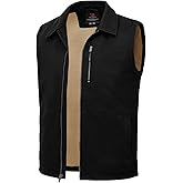 TBMPOY Men's Winter Vest Casual Sherpa Fleece lined Full Zip Lightweight Vest Outerwear Warm Cotton Travel Jackets