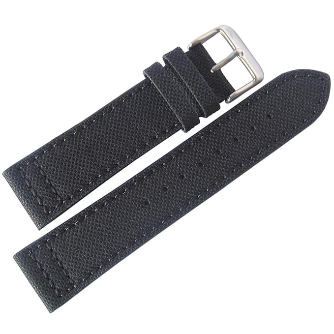 EULIT 20mm Black Canvas Made in Germany Mens Watch Strap