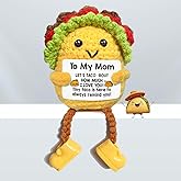 AicooFest Gifts for Mom Mothers Day, Mom Birthday Gifts, from Daughter Son, I Love You Mommy Presents, Unique Emotional Positive Crochet Taco Gifts for Mommy Mother in Law Bonus Step Mother