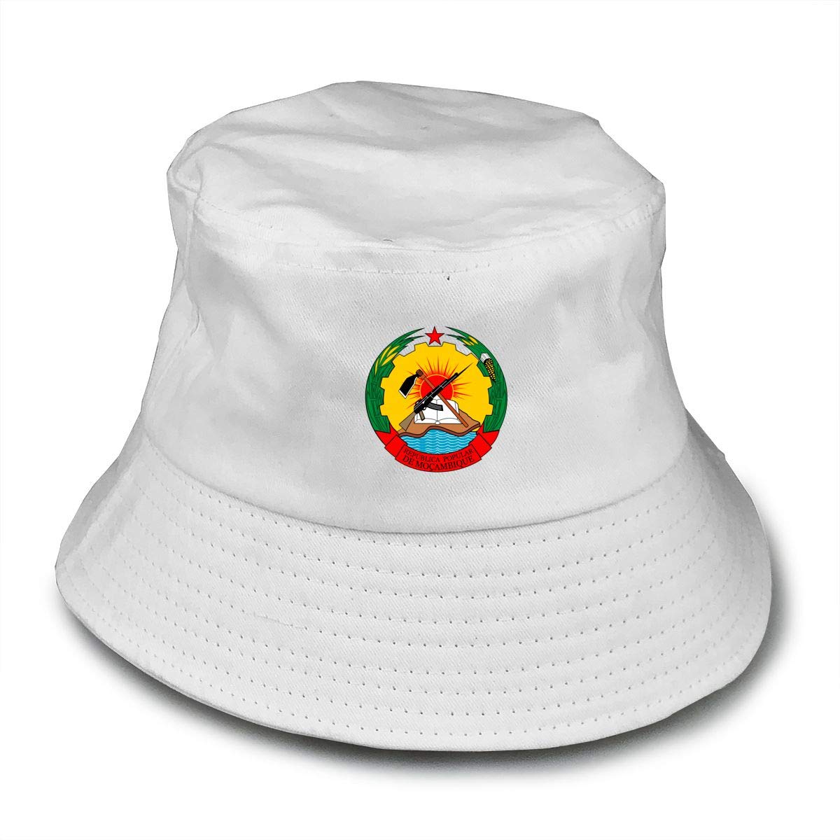 Ndfgr Coat Of Arms Of Mozambique Unisex Cotton Packable Black Travel Bucket Hat Fishing Cap Fashion Clothing Shoes Jewelry Clean Te Ua
