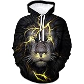 Snbidmk Lion Hoodie Animal 3D Pattern Sweatshirt Hooded Pullover with Pocket
