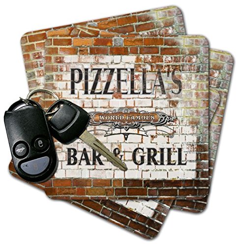 PIZZELLA'S World Famous Bar & Grill Brick Wall Coasters - Set of 4