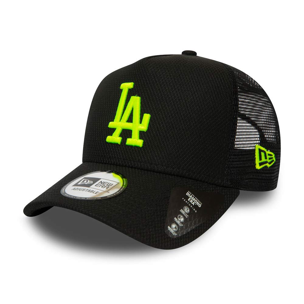 New Era Los Angeles Dodgers A Frame Adjustable Trucker Cap Diamond Era Black/Neon Yellow - One-Size