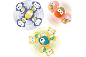 HLXY Suction Cup Spinner Toy for Baby Infants 12-18 Months Boys and Girls, Bath Toys, First Birthday Gifts Sensory Fidget Spinners Toys for Toddlers 1-3 Bathtub Toys 3PCS