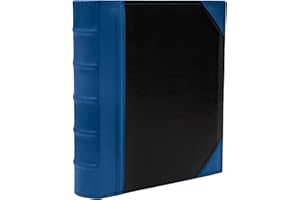 KLEER VU Executive Binder – Leather Binder with 1.5" D-Rings, 2 Tone Stitching with Ribbed Blue Spine, Holds 350 8.5x11 inch Sheets – for School, Library, Home, Law & Accounting Firm, Office (Blue)