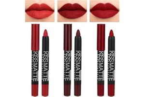 evpct 3Pcs Dark Red Lip Liner Pencil Set, Deep Ruby Red Matte Lipstick Long Lasting for Women, Lipstick and Lip Liner Crayon Set, Lipliner Pencil, Magic Lipsticks 24 Hours Original 10&11&18