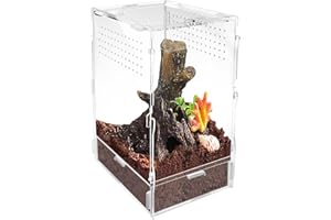 NANEEZOO Micro Habitat Terrariums with Locking Latch, 8x6x12 Inches Acrylic Reptile Tank with Water-tight Base, Arboreal Enclosure for Tarantula Jumping Spiders Small Tree Dwelling Reptiles (Arboreal)