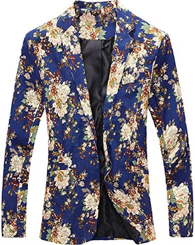 eYourlife2012 Men's Floral Pattern Slim Fit One Button Blazer Jacket Outerwear