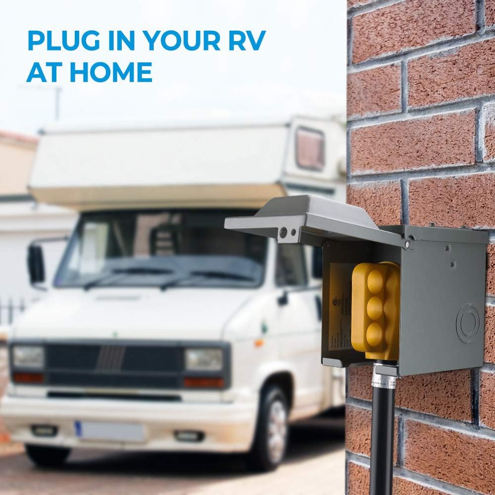 BougeRV 30 Amp 125Volt RV Power Outlet Box,Enclosed Lockable Weatherproof Outdoor Electrical NEMA TT-30 R Receptacle,ETL Listed,for RV Camper Travel Trailer Motorhome Electric Car Generator: Automotive