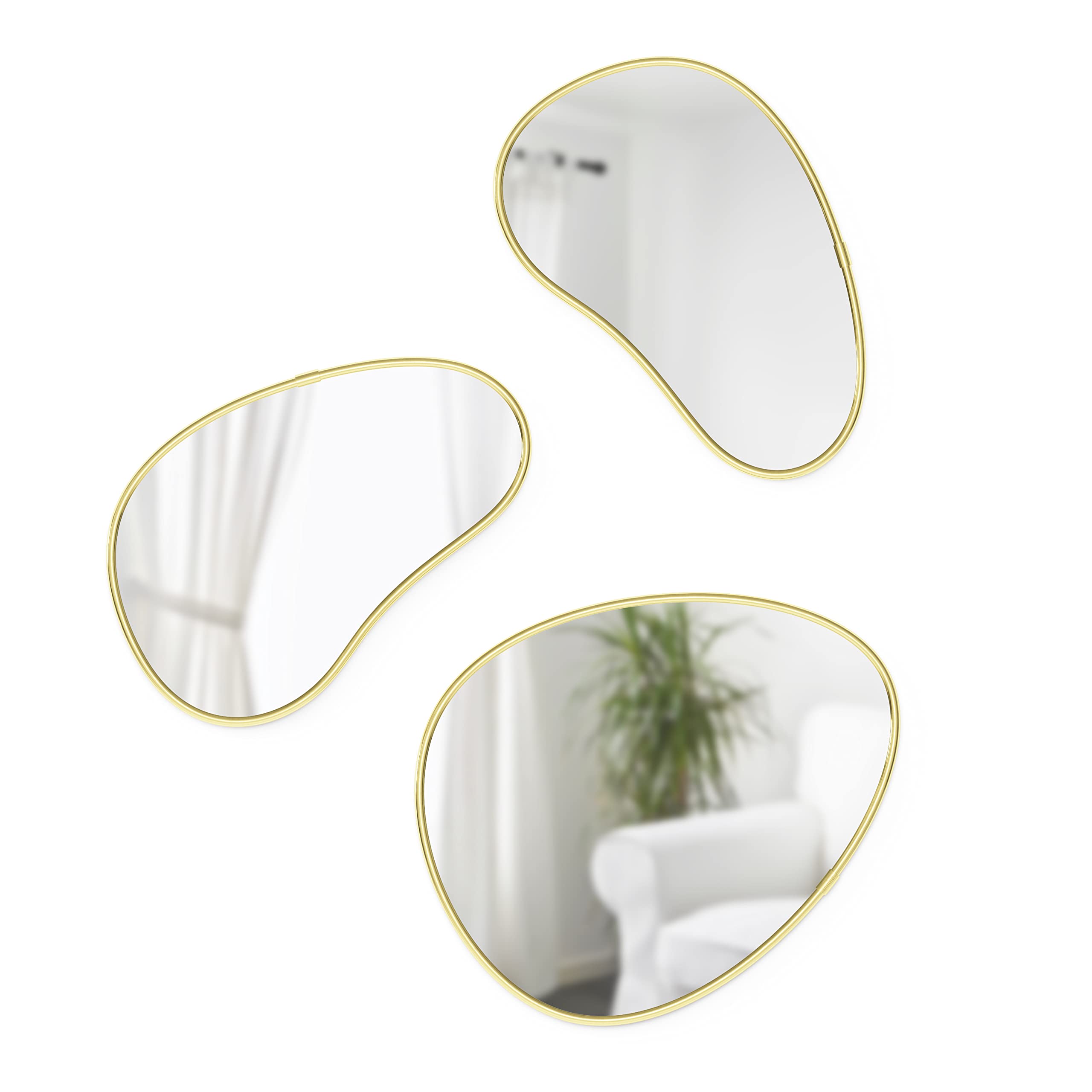 Photo 1 of Umbra Hubba Pebble Mirrors, Set of 3, Brass
