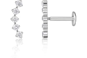 limerencia 18g Titanium Internally Threaded Tragus Piercing Jewelry CZ Top Flat Back Piercing Nose Studs Earring, Helix, Cartilage, Labret, for Women Men Sensitive Ears