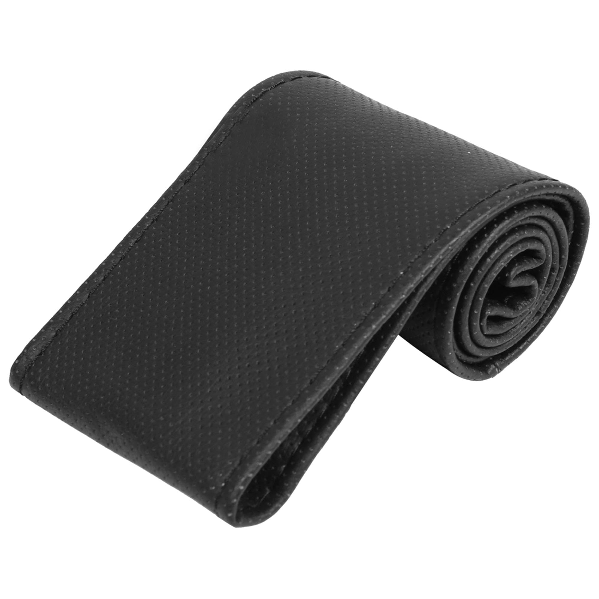 sourcingmap 35-36cm Black Mesh Hole Faux Leather Steering Wheel Cover Needle Set