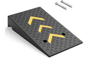 JERACINO Rubber Curb Ramp, 6" Rise Height Heavy-Duty 44000 Lbs Capacity Threshold Ramps, Stable Grid Structure for Garage, Cars, Wheelchairs, Bikes, Motorcycles