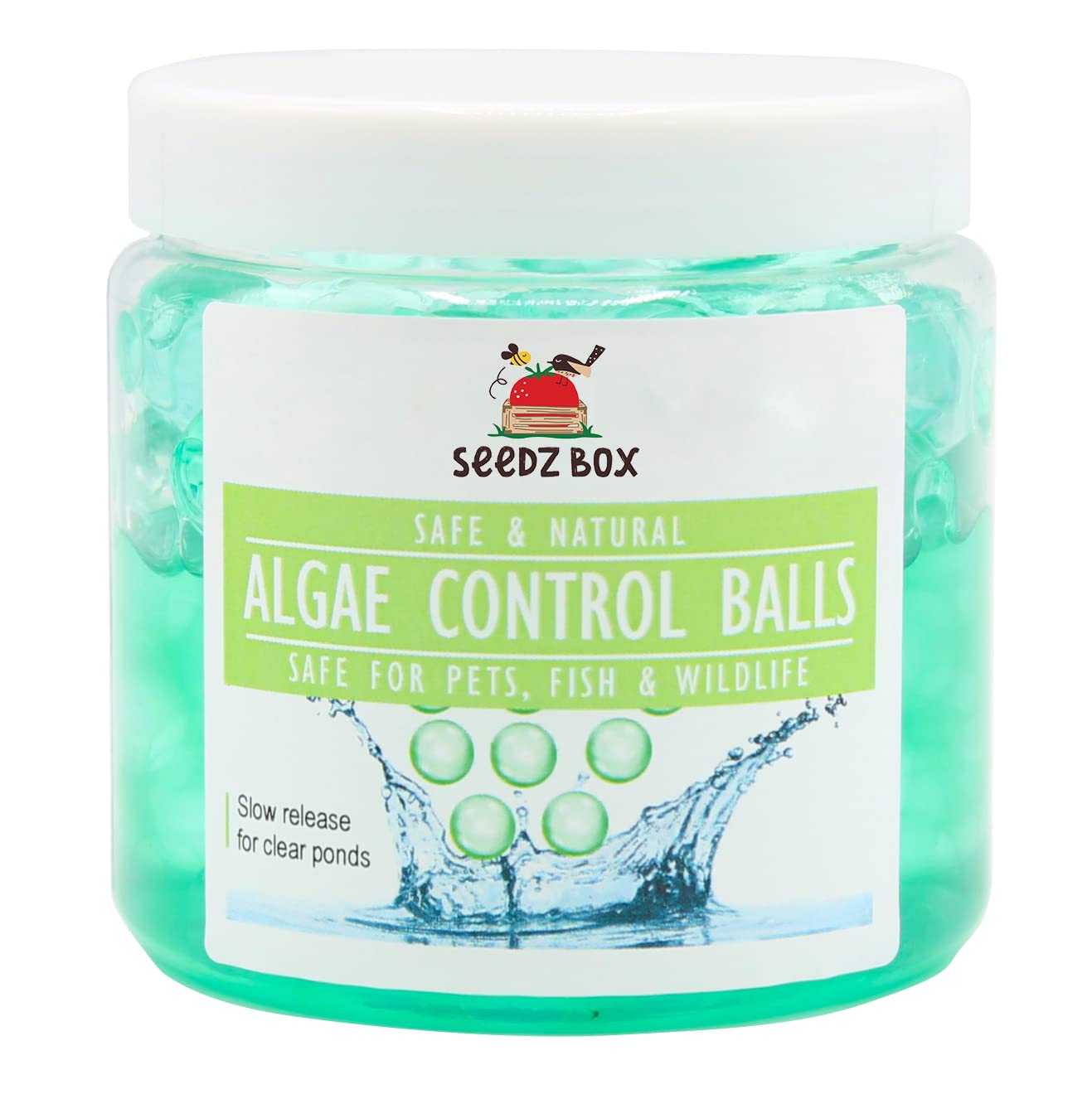 Pond Clear Water Treatment - Pond Algae Remover - Safe For Pets And Fish - Natural Pond Algae Control Balls 300ml - 1 Pot Treats 1350 Litres - Seedzbox