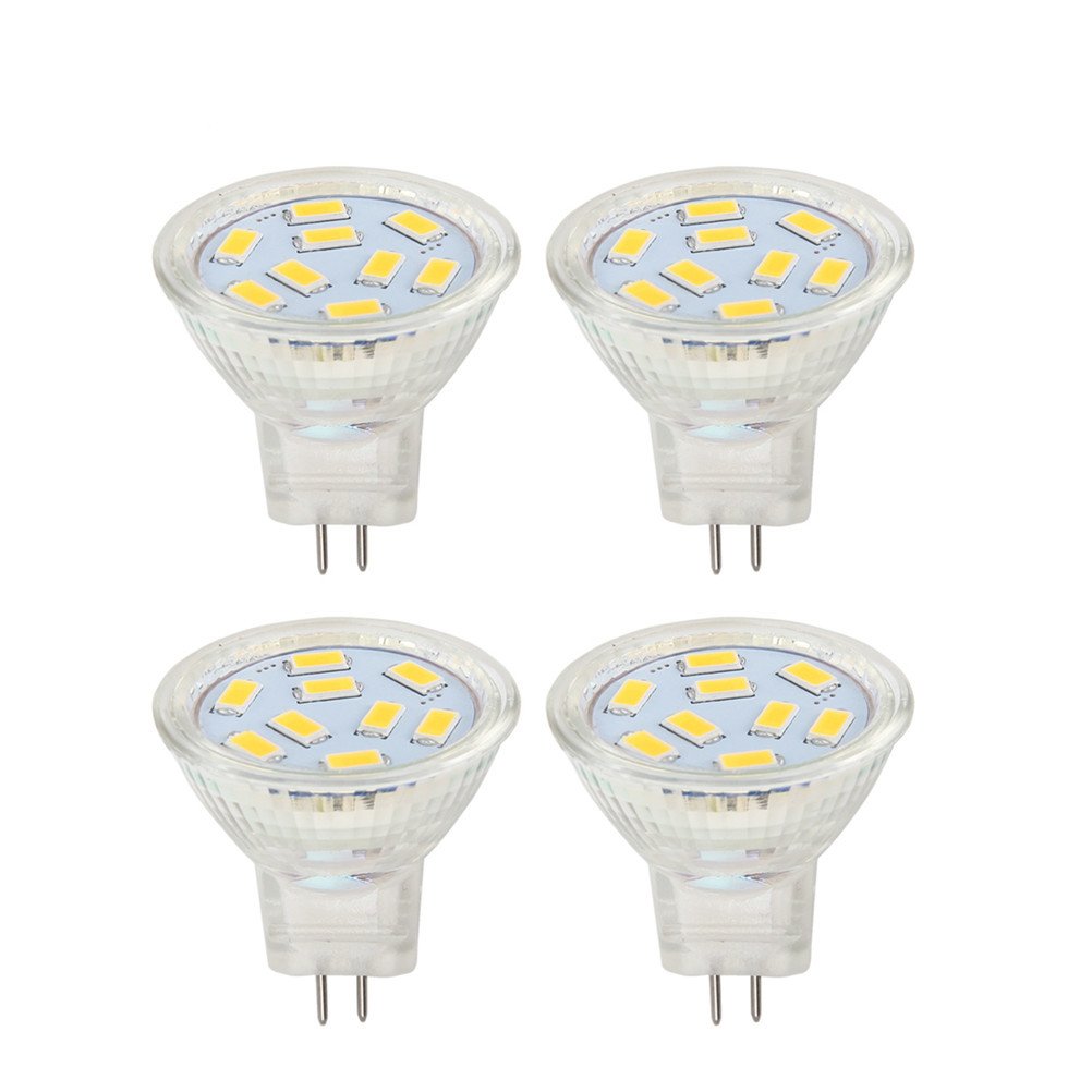 HRYSPN LED MR11 Light Bulbs 2W 12V, GU4 Warm White 3000K, 20W Halogen Equivalent, MR11 G4/GU4.0 LED Light Bulb for Home, Landscape, Recessed, Track Lighting (Pack of 4)