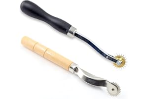 Uenhoy 2 Pcs Tracing Wheel Sewing Tools, 4mm Needle Point Tracing Wheel & 2mm Serrated Tracing Wheel for Leather Sewing Craft