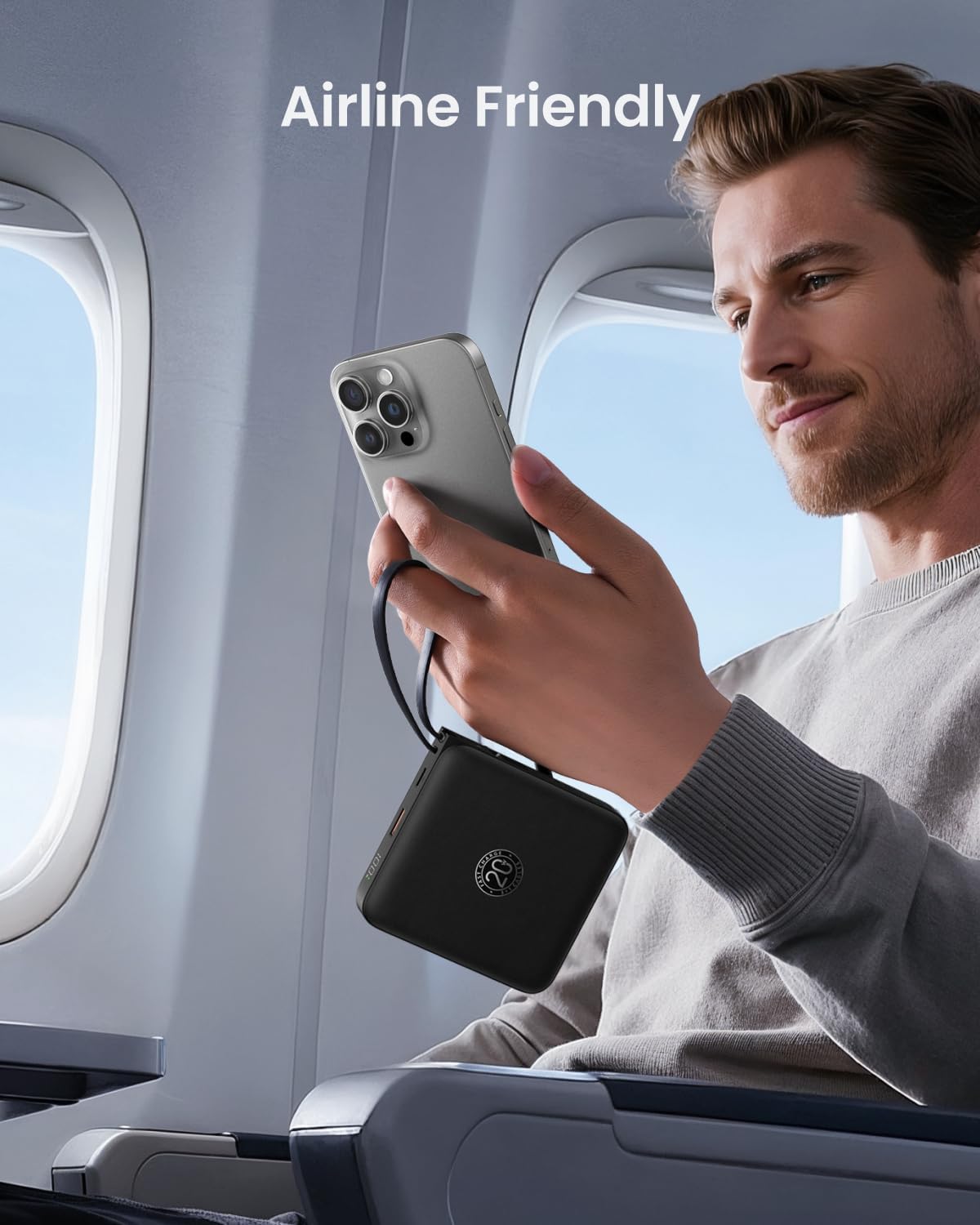 Coowisty Powerbank 22,5W Power Bank mit Kabel 20000mAh USB-C Schnellladung Klein Externe Handyakkus & LED-Display Mini Tragbares Ladegerät Kompatibel mit iPhone 17 16 15 Xiaomi Samsung iPad (Schwarz) 8